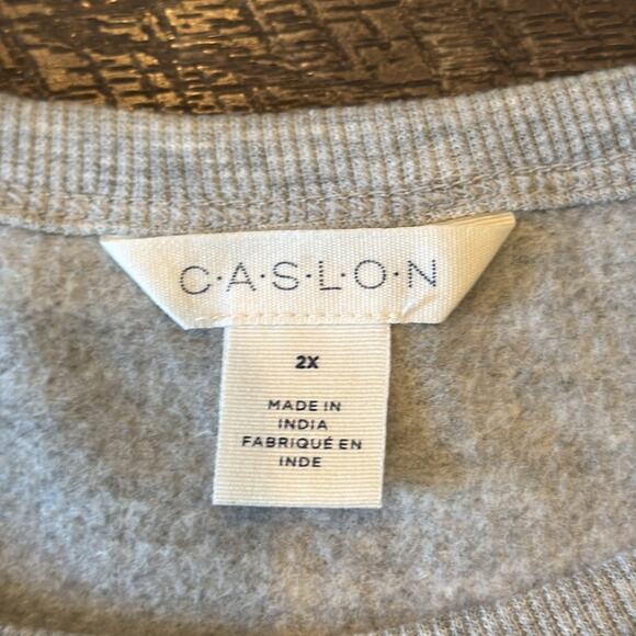 NWT Caslon Heart Bead Raglan Grey Sweatshirt Size 2X - Picture 9 of 11